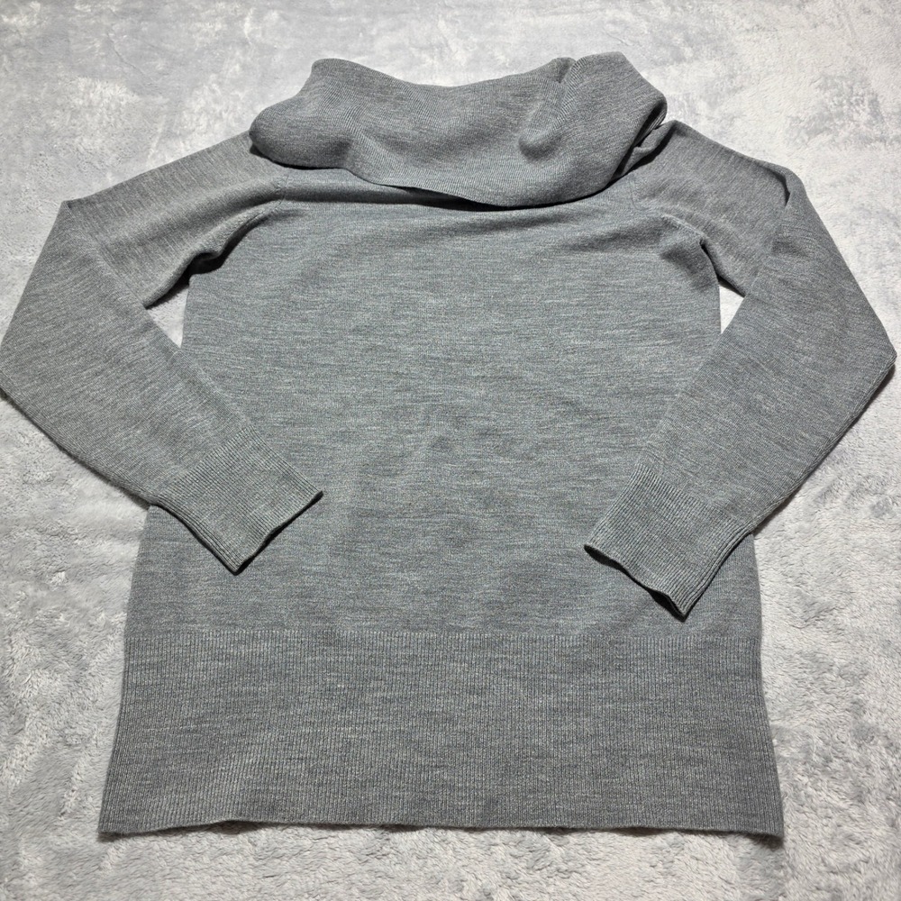 French Connection Women XL Gray Cowl Neck Sweater Long Sleeve Fine Knit‎ Classic